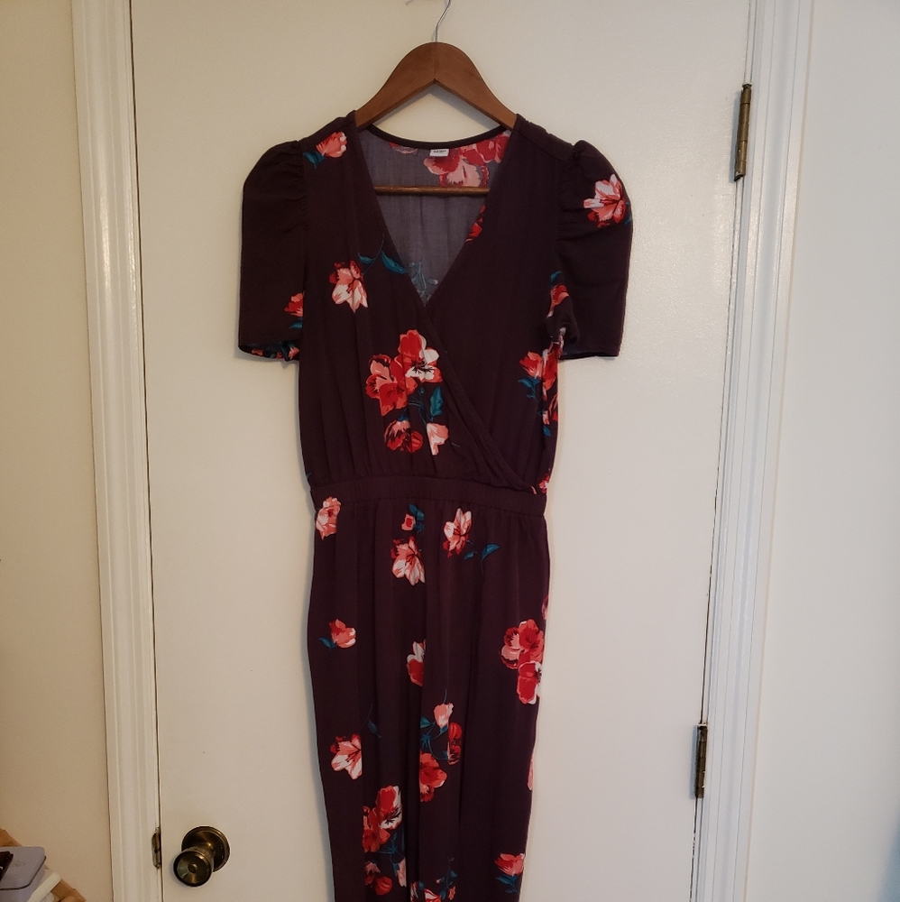 Old Navy burgundy floral jumpsuit
